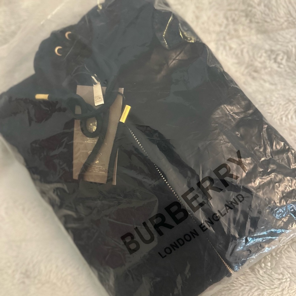 Burberry Black Hoodie with Check Lining